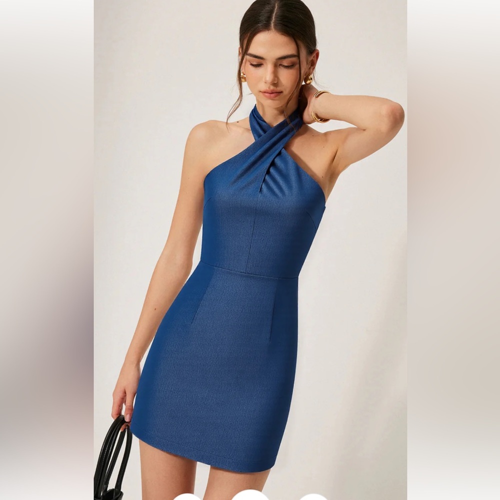 Commense Blue Halter Dress